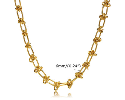 Collier Ras-du-Cou Femme à Maillons Épais – Chaine Ovale Plaquée Or en Acier Inoxydable – Bijou Minimaliste