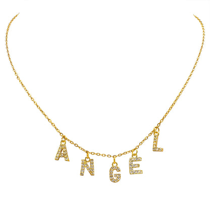Collier Initiale Personnalisé pour Femme – Collier Prénom avec Zircon, Pendentif Lettre A-Z – Idée Cadeau Noël