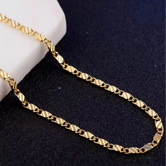 Collier Chaîne Latérale 2 mm Plaqué Or 18K – Longueurs au Choix (40 à 76 cm) – Bijou Unisexe Femme & Homme en Argent 925