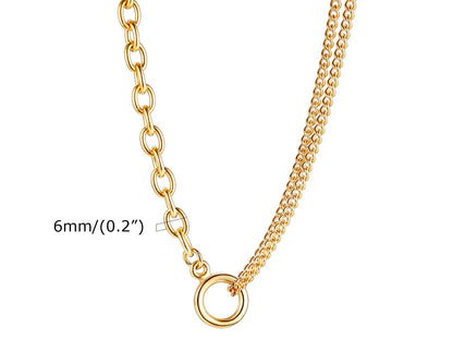 Collier Ras-du-Cou Femme à Maillons Épais – Chaine Ovale Plaquée Or en Acier Inoxydable – Bijou Minimaliste