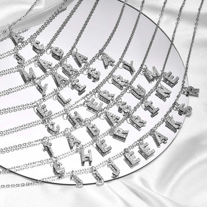 Collier Initiale Personnalisé pour Femme – Collier Prénom avec Zircon, Pendentif Lettre A-Z – Idée Cadeau Noël