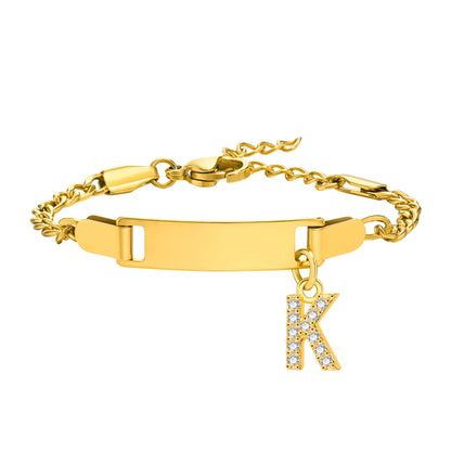 Bracelet Prénom Personnalisé avec Initiale – Gravure Gratuite (Nom, Date, ID) pour Bebe, Garçon ou Fille – Cadeau Anniversaire