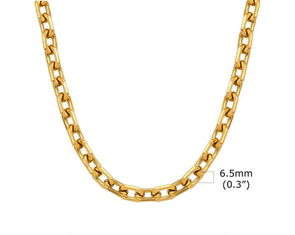 Collier Ras-du-Cou Femme à Maillons Épais – Chaine Ovale Plaquée Or en Acier Inoxydable – Bijou Minimaliste