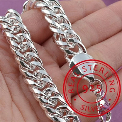 Bracelet Chaîne Carrée en Argent 925 Massif – Bijou Unisexe Élégant pour Femme ou Homme – Cadeau, Soirée, Mariage