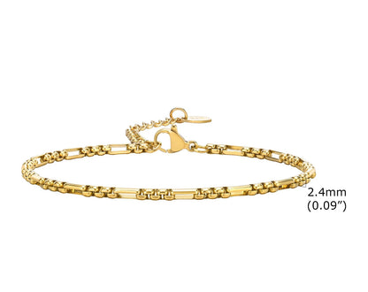Bracelet Chaîne Femme en Acier Inoxydable – Maillons Torsadés Style Trombone Plaqué Or 18K – Bijou Ajustable, Empilable & Tendance