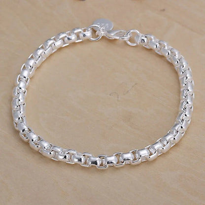 Bracelet Chaîne Carrée en Argent 925 Massif – Bijou Unisexe Élégant pour Femme ou Homme – Cadeau, Soirée, Mariage