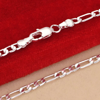 Nouveau Set Bijoux Chaîne 4mm en Argent 925 – Bracelet & Collier pour Homme ou Femme – Cadeau Élégant, Mariage, Noël