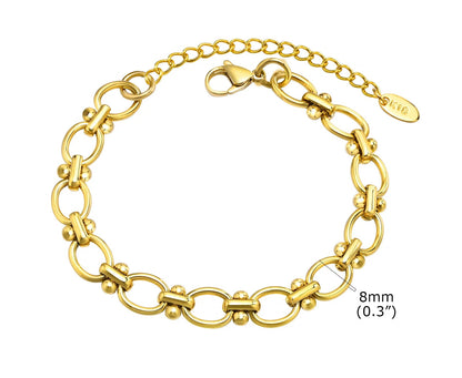 Bracelet Chaîne Femme en Acier Inoxydable – Maillons Torsadés Style Trombone Plaqué Or 18K – Bijou Ajustable, Empilable & Tendance