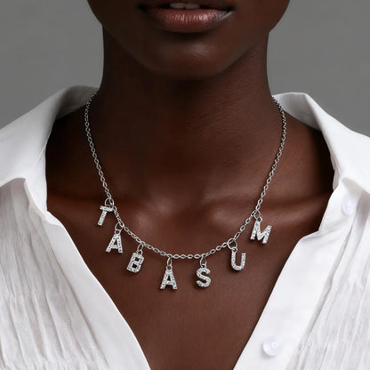Collier Initiale Personnalisé pour Femme – Collier Prénom avec Zircon, Pendentif Lettre A-Z – Idée Cadeau Noël