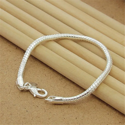 Bracelet Chaîne Carrée en Argent 925 Massif – Bijou Unisexe Élégant pour Femme ou Homme – Cadeau, Soirée, Mariage